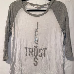 grey and white trust jesus tee